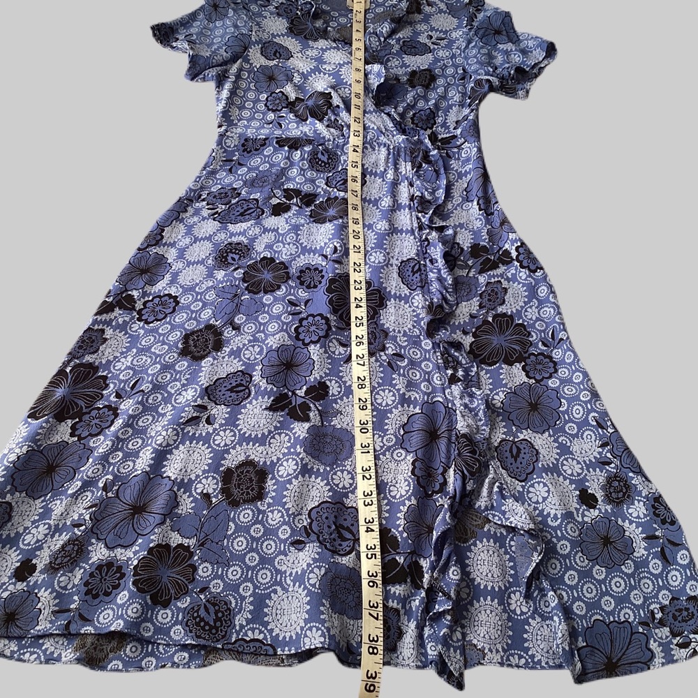 ‼️SOLD‼️ Vtg 90s ULF ANDERSSON rayon crepe Y2K print Blue novelty dress Small. - Picture 8 of 14